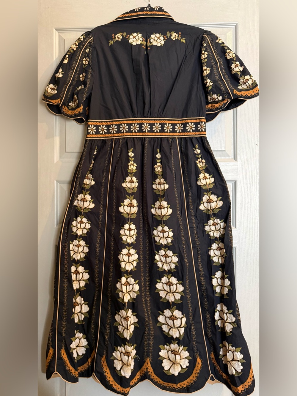 Farm Rio Black Bold Flowers Organic Cotton Midi Dress XL - Picture 9 of 13